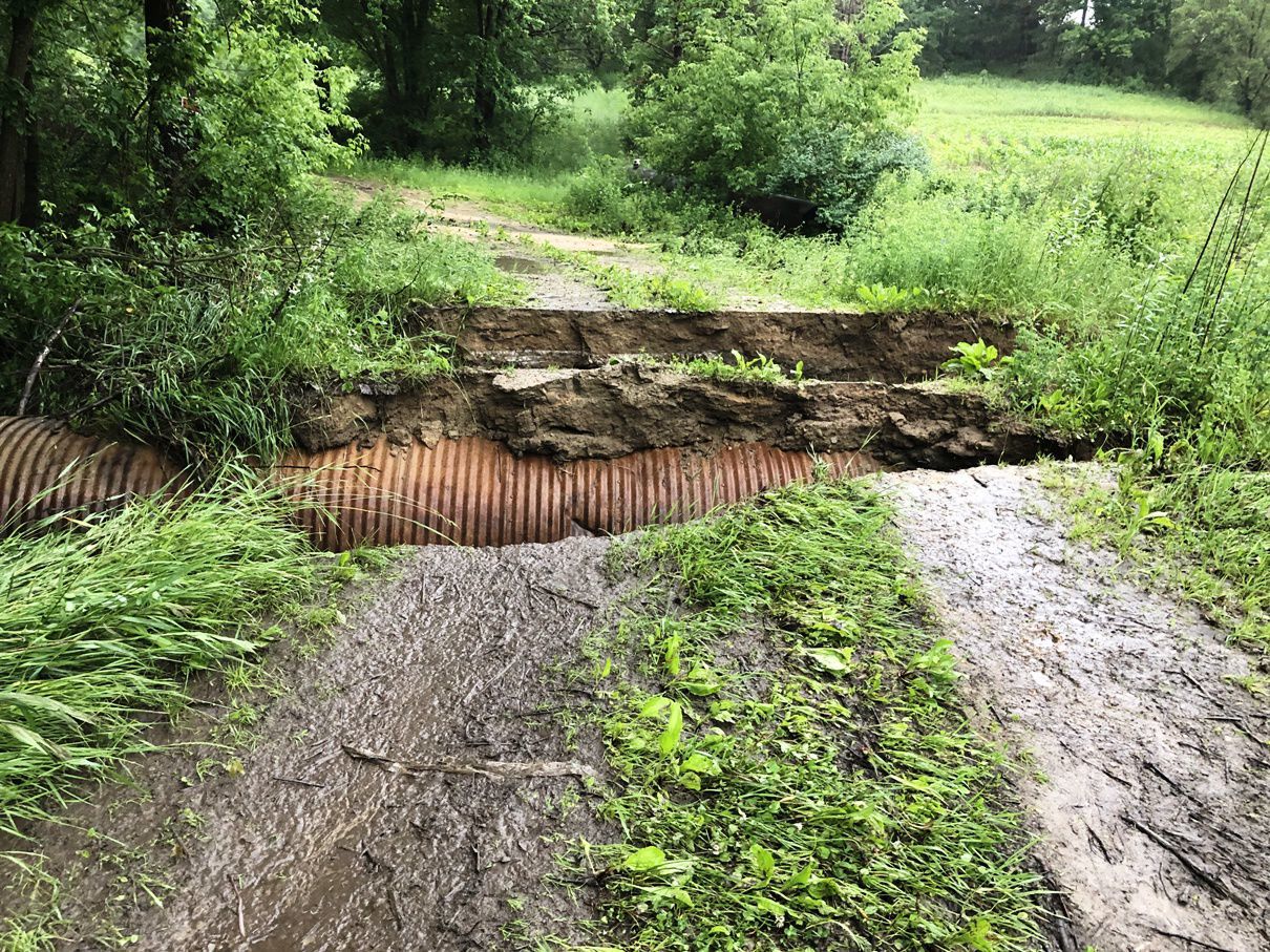 More than 4 inches of rain overnight washes out the road